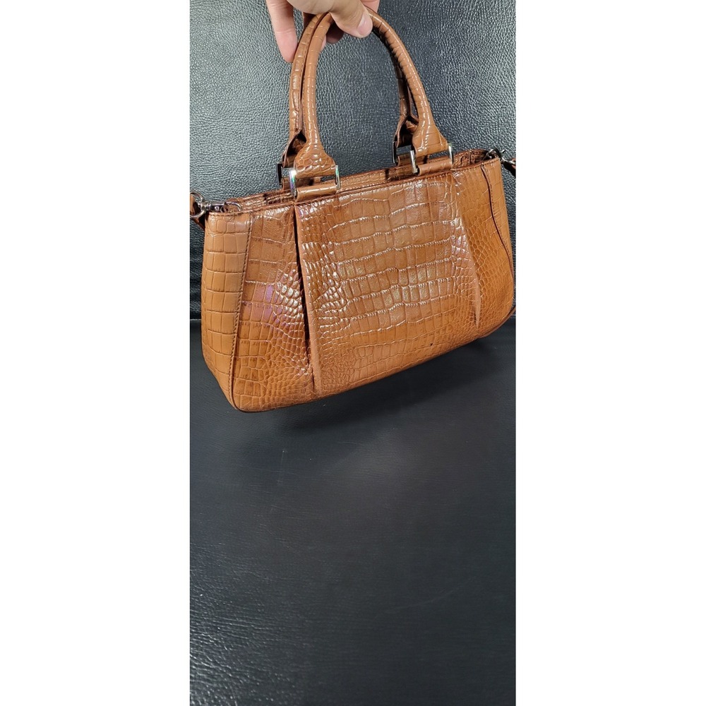 Rare 70s Etienne Aigner Leather Crocodile Embossed Satchel Top Handle Bag